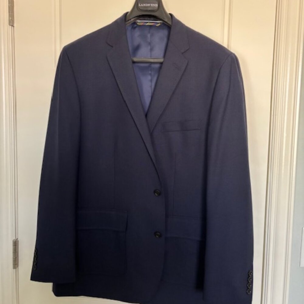 NEW Lands End Men's Navy Blazer/Suit Coat - 44R - all season wool - REDUCED!